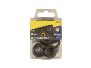 10 Ösen mit Scheiben und Werkzeug Brüniert 14mm rostfrei