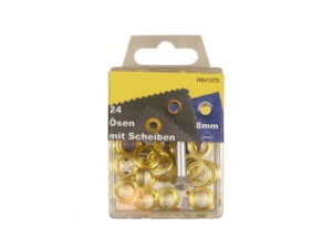 24 Ösen mit Scheiben und Werkzeug Messing 8mm rostfrei