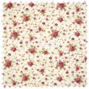 Möbelstoff Flora Little Rose Rotviolett / Perlweiss in Englisch Leinen Optik