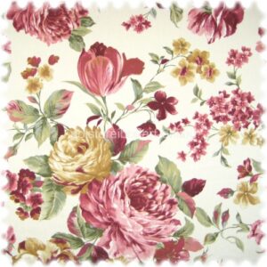 Möbelstoff Flora Pfingstrose in Englisch Leinen Optik