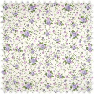 Auslaufware! Möbelstoff Flora Little Rose Lila in Englisch Leinen Optik