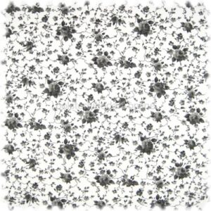 Auslaufware! Möbelstoff Flora Little Rose Schwarz in Englisch Leinen Optik