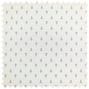 Jacquard Flachgewebe Möbelstoff Anker Perlweiss mit Maritime Motiv