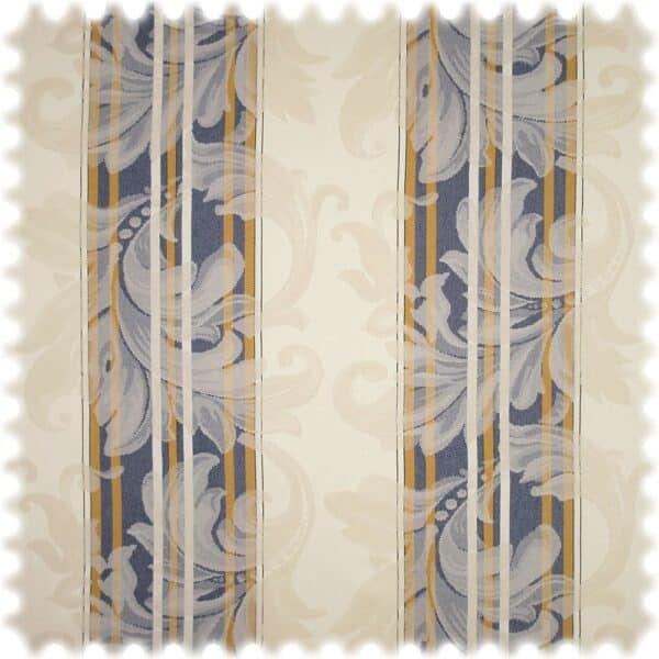 Jacquard Möbelstoff Barock Stripe Blau mit Fleckschutz
