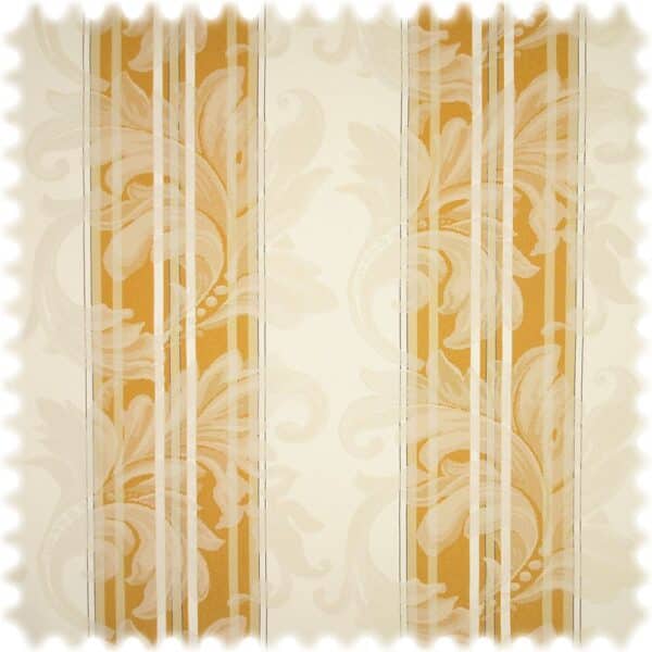 Jacquard Möbelstoff Barock Stripe Gold mit Fleckschutz
