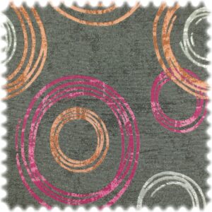 Jacquard Flachgewebe Möbelstoff Circle Anthrazit / Pink / Orange