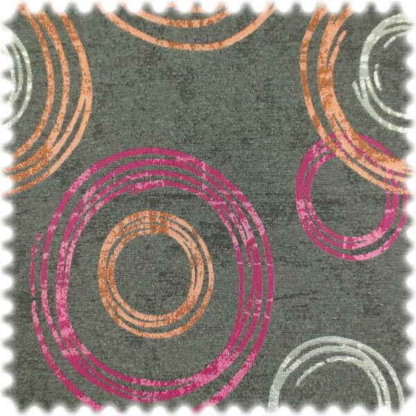 Jacquard Flachgewebe Möbelstoff Circle Anthrazit / Pink / Orange