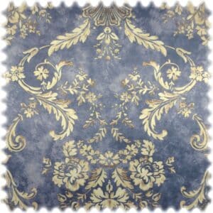 Samt Velours Möbelstoff Ornament Oman Blau mit Fleckschutz