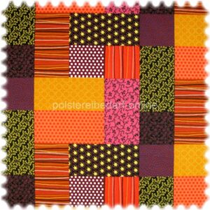 Farbdruck Möbelstoff Patchwork Rot / Violett