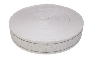 50 Meter Polster Rücken Gummigurte Elastikmaterial Weiss 6 cm breit / 2 Streifen Dehnung 100 %