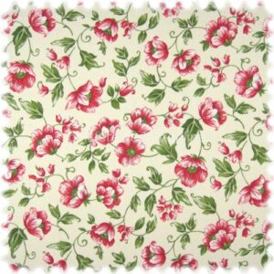 Auslaufware! Floral Flachgewebe Möbelstoff Sonya Rot mit Farbdruck im Englisch Leinen Look