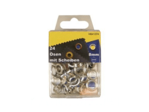 24 Ösen mit Scheiben und Werkzeug Silber 8mm rostfrei