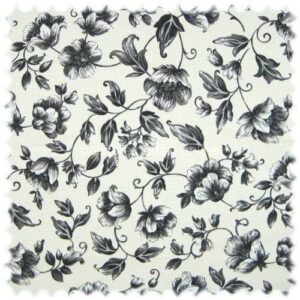 Auslaufware! Floral Flachgewebe Möbelstoff Sonya Grau mit Farbdruck im Englisch Leinen Look